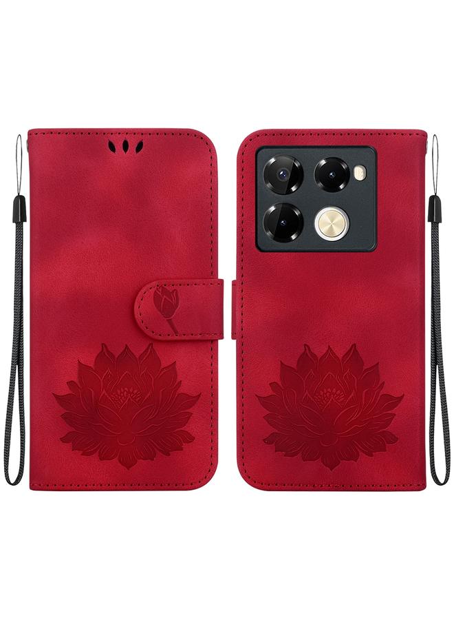 erorex Case For Infinix Note 40 Pro 4G / 5G Lotus Embossed Leather Phone Case - Image 1