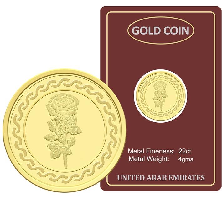 FK Jewellers Gold 22KT Flower Design 4 Grams Coin - Image 1