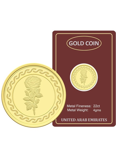 Gold 22KT Flower Design 4 Grams Coin