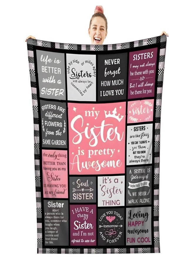 Romantic Angels Sister Gifts Blanket，Birthday Gifts for Sister，Christmas Throw Blanket Gifts for Sisters 50'' x 60'', Bestie Soft，Cozy，Fuzzy Blanket for Women - Image 1