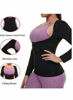 SYOSI Sauna Suit for Women Sweat Body Shaper Jacket Hot Waist Trainer Long Sleeve Zipper Shirt Workout Top - L  - Image 2
