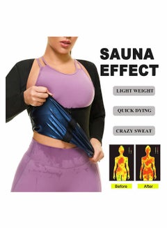 SYOSI Sauna Suit for Women Sweat Body Shaper Jacket Hot Waist Trainer Long Sleeve Zipper Shirt Workout Top - L  - Image 3