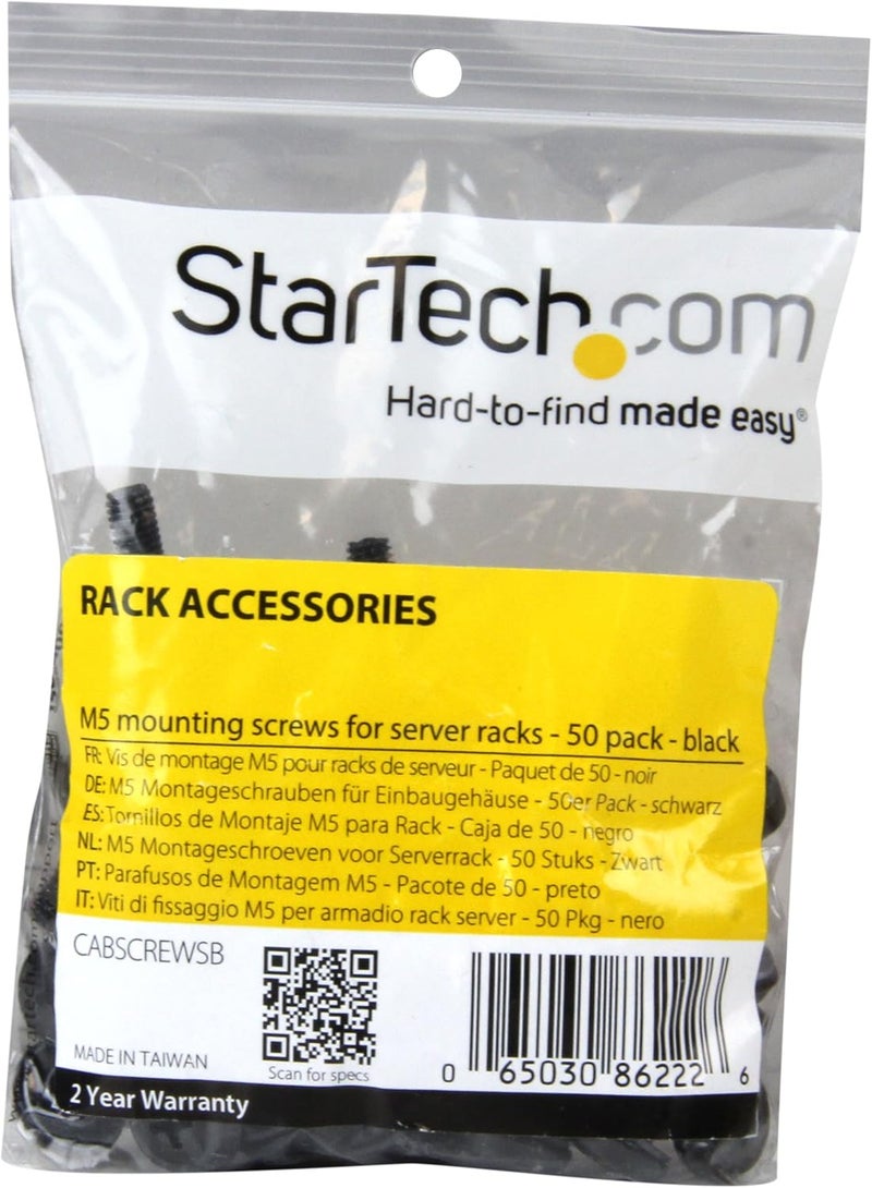 Star Tech .com M5 x 12mm - Screws - 50 Pack, Black - M5 Mounting Screws for Server Rack & Cabinet , TAA (CABSCREWSB) - Image 2