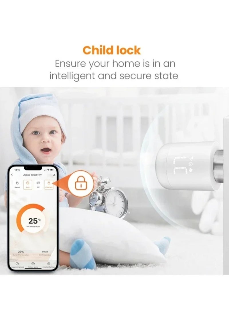 Tuya Zigbee Thermostatic Radiator Valves Intelligent Wireless Mobilephone App Control Home Heating Thermostat Temperature Controller Radiator Thermostat Compatible with Alexa Google Home