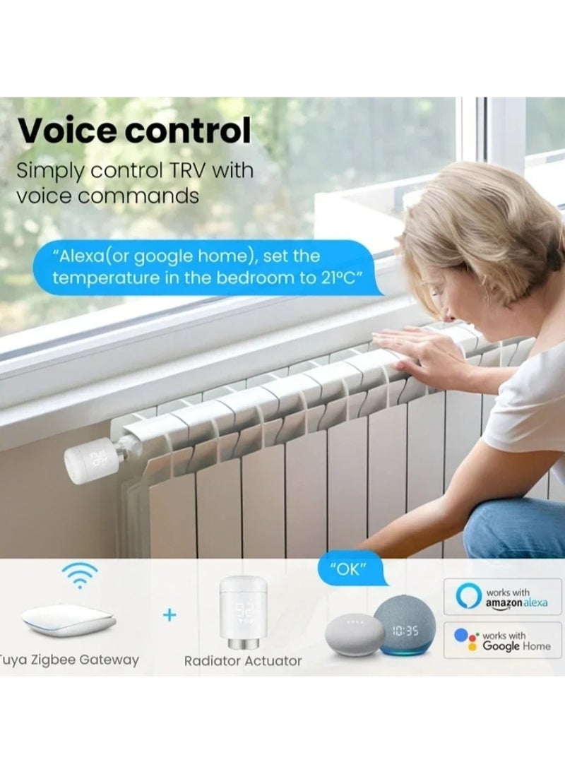 Tuya Zigbee Thermostatic Radiator Valves Intelligent Wireless Mobilephone App Control Home Heating Thermostat Temperature Controller Radiator Thermostat Compatible with Alexa Google Home