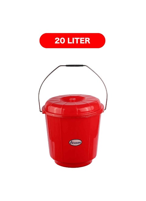 Red Plastic Bucket 20L With Lid