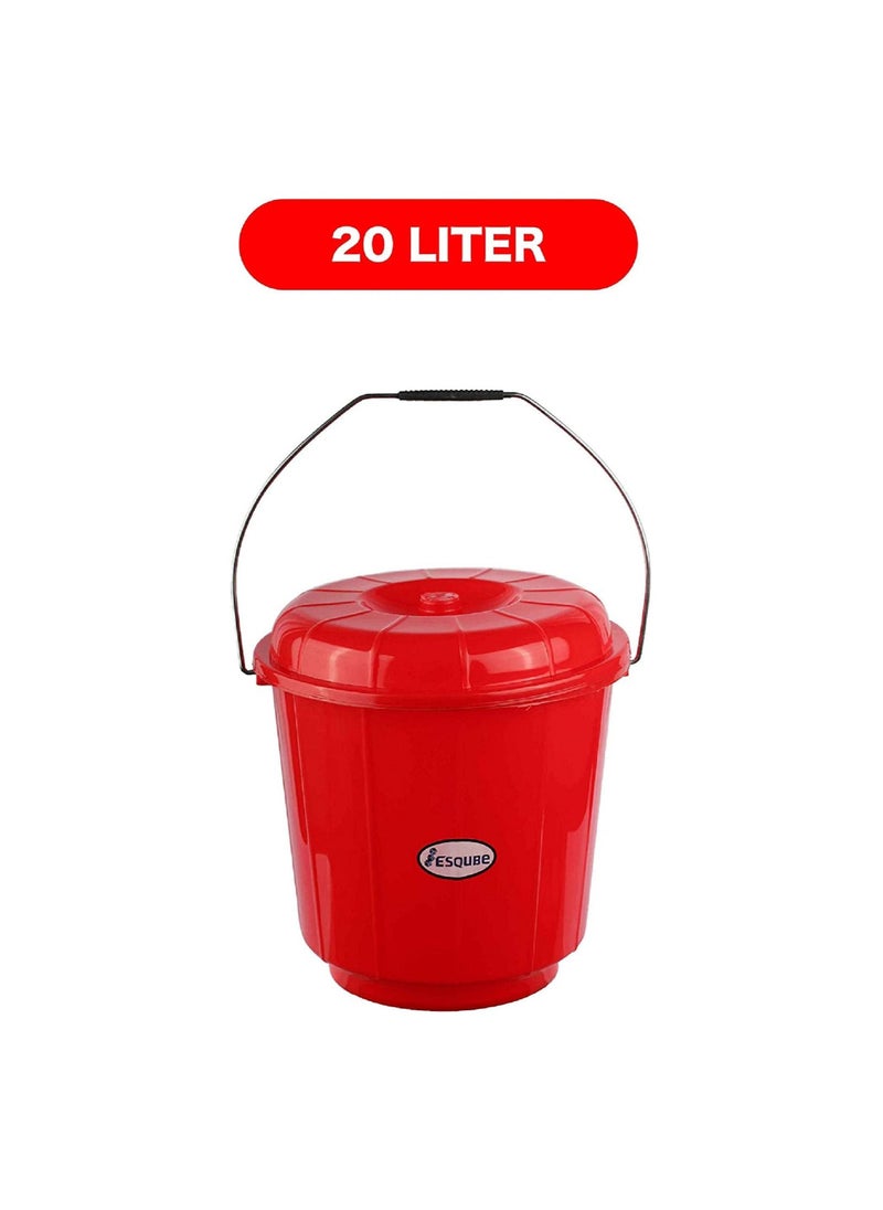 Red Plastic Bucket 20L With Lid