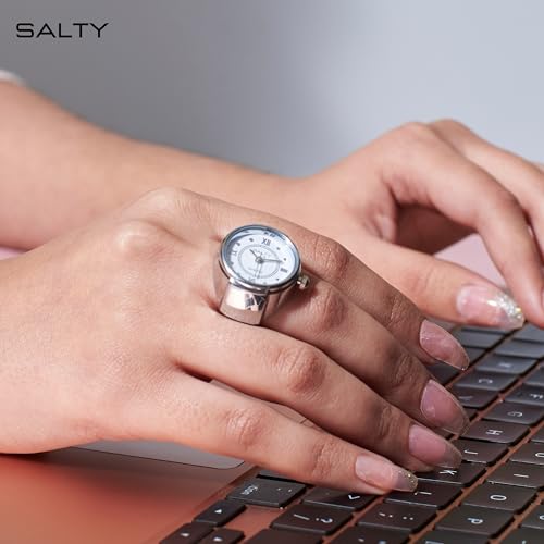 SALTY Ring Watch for Women & Girls|6 Months Warranty|Stylish Stretchable|Anniversary, Engagement, Birthday & Everyday Wear Gift, Analog, White, Silver | Marriage, Birthday | Gift for Valentine Day - Image 2