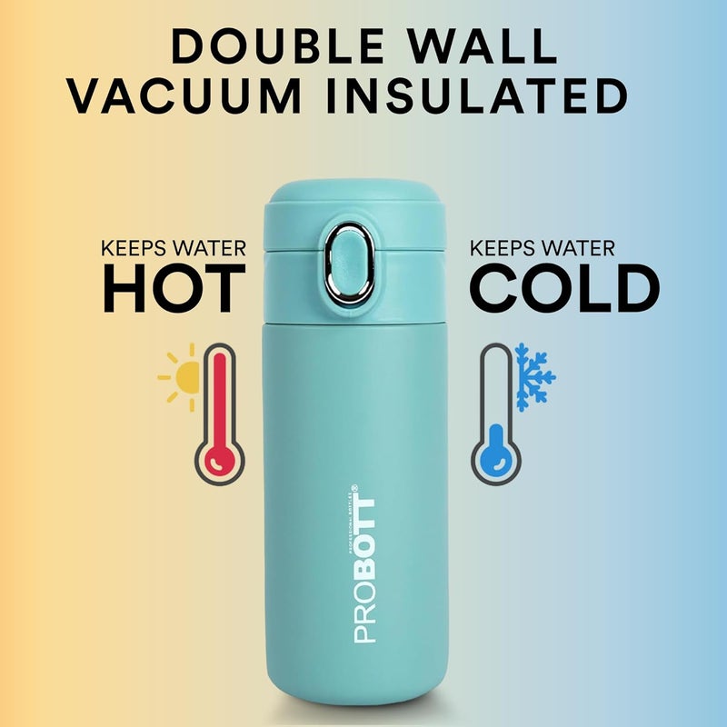 PROBOTT Probott Thermosteel Hot or Cold Insulated Stainless Steel Travel Mug, 300 ml, Green | Spill Proof | Coffee Tea Mug | Juice Mug | Water Flask | Easy Grip Easy to Carry | Office | College  - Image 3