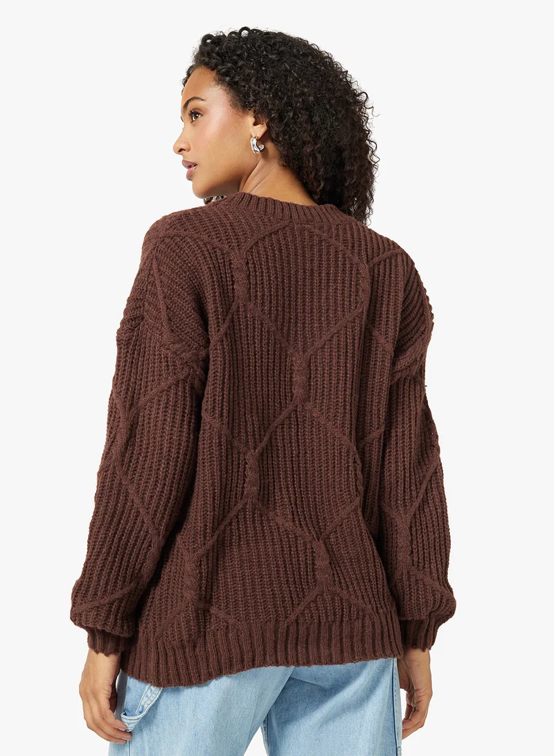 جينجر Ribbed Knitted Sweater