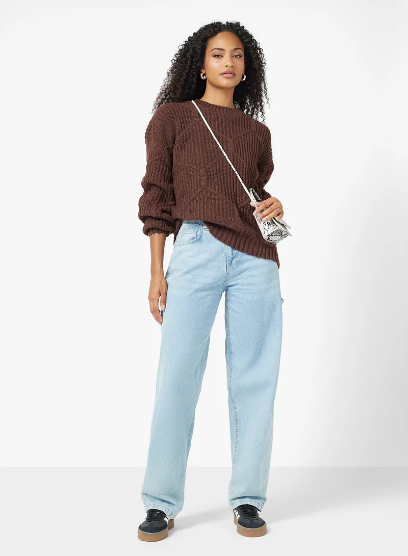 Ginger Ribbed Knitted Sweater