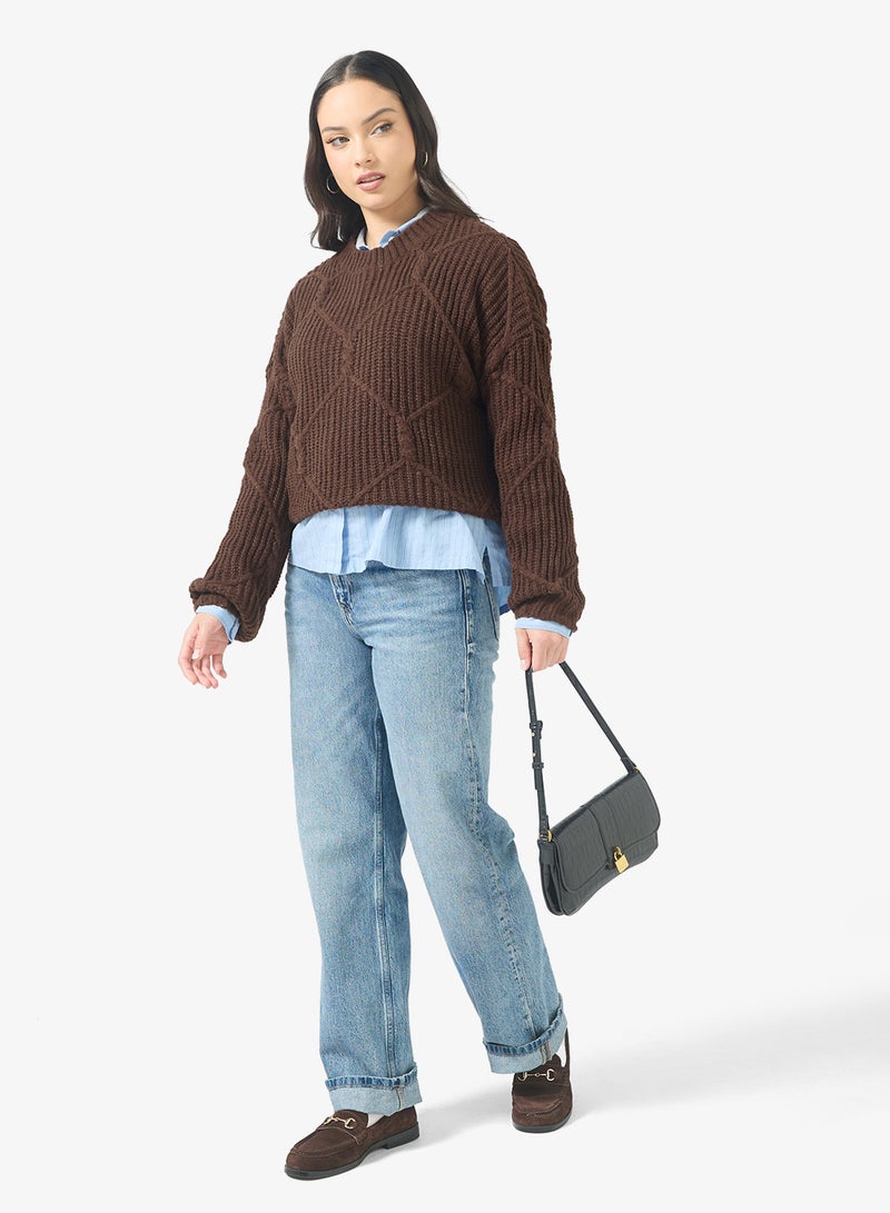 جينجر كنزة محبوكة مضلعة - Image 4