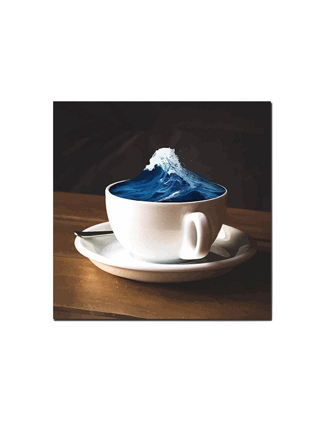 RYN Coffee Lovers Wall Art Painting Brown/White/Blue 30 x 30centimeter - Image 1