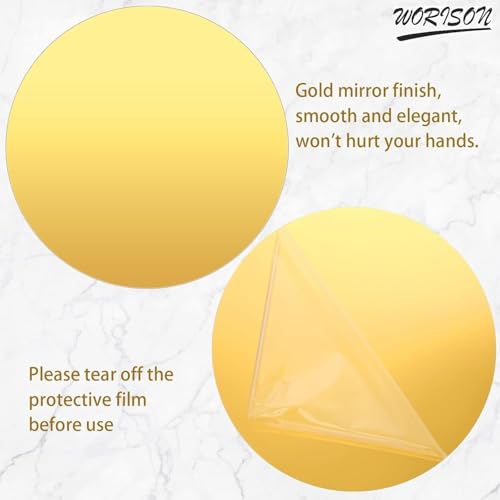 worison 6 Piece Acrylic Round Mirror Finish Wall Sticker Set – Self Adhesive, Lightweight Decorative Mirrors for Home Interior Design, Living Room, Bedroom, Office, Art Décor (Golden, 8 Inch) - Image 2
