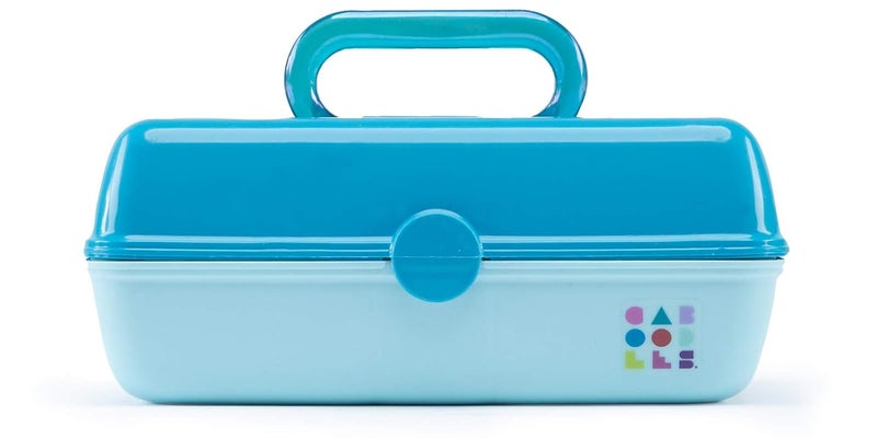 Caboodles Pretty In Petite - Forever Fun Makeup Organizer Compact Carrying Cosmetic Case, Turquoise Over Sky, 1 count