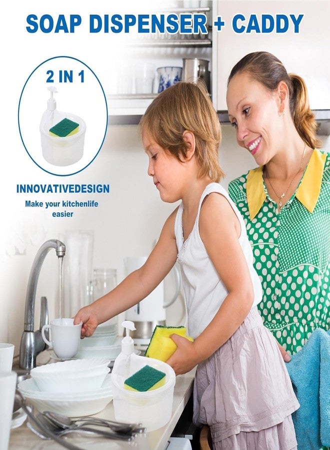 فيجمينت حامل موزع صابون الأطباق ذو الطبقتين من فيجمنت مع إسفنجة مجانية | موزع صابون ويدين بلاستيكي متعدد الأغراض للمطبخ، حوض الحمام، غسل الأطباق، التنظيف، منظم سطح الطاولة [400 مل] - Image 4