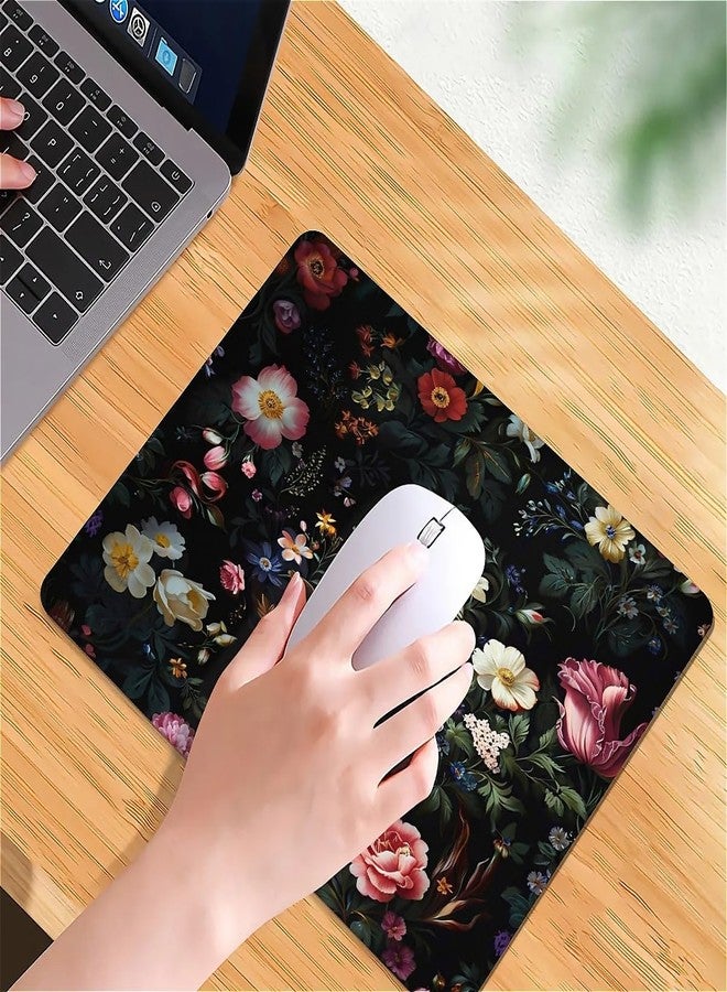 وسادة ماوس مربعة بتصميم كلاسيكي مستوحى من الزهور والنباتات المرسومة بالزيت، تصميم مخصص فاخر الملمس، قماش قابل للغسل، قاعدة مطاطية مانعة للانزلاق، مناسبة لأجهزة الكمبيوتر اللاسلكية - Image 5