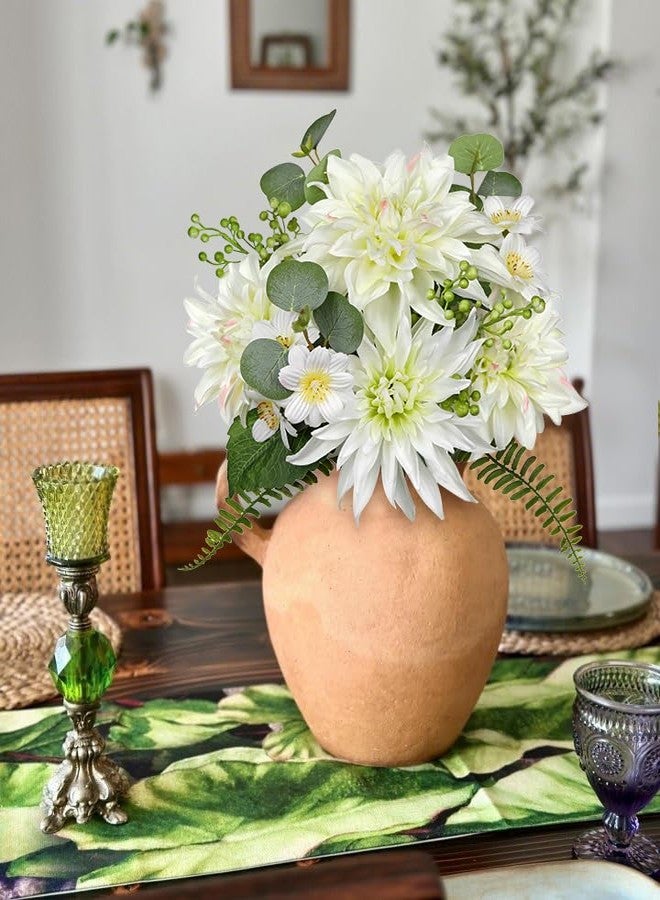 GnFlus Artificial Dahlia Flower Stems 9PCS White Faux Dahlia & Daisy Silk Flowers Realistic Fake Flowers for Vase Centerpiece Wedding DIY Bridal Bouquet Party Home Decor - Image 4