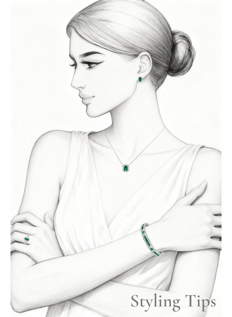 QUAINT 1001 Nights-Art Deco Green High Carbon Diamond Bangle - Image 3