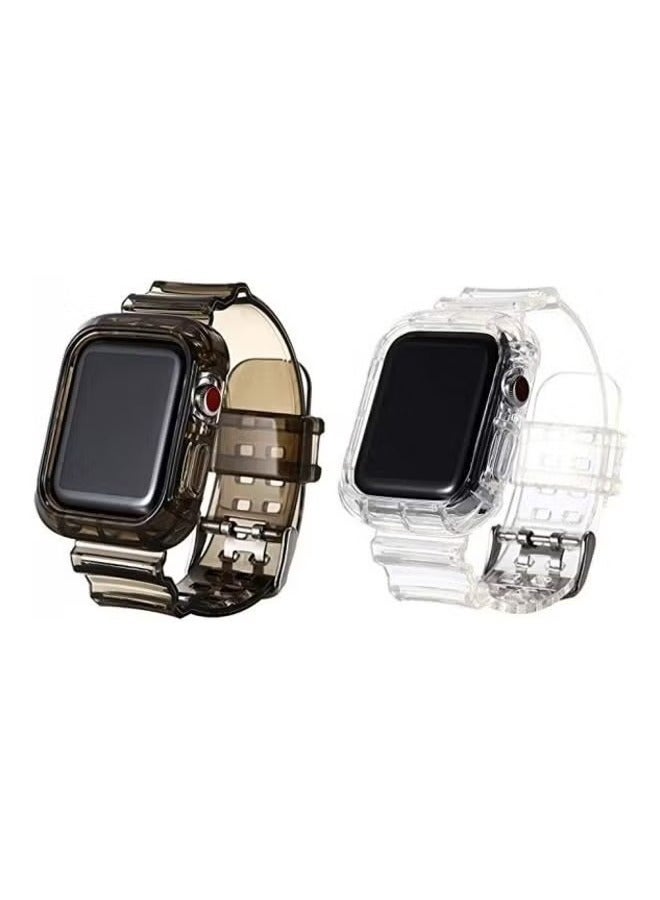 vesus 2-Piece Replacement Band For Apple Watch 42/44mm Black/Clear