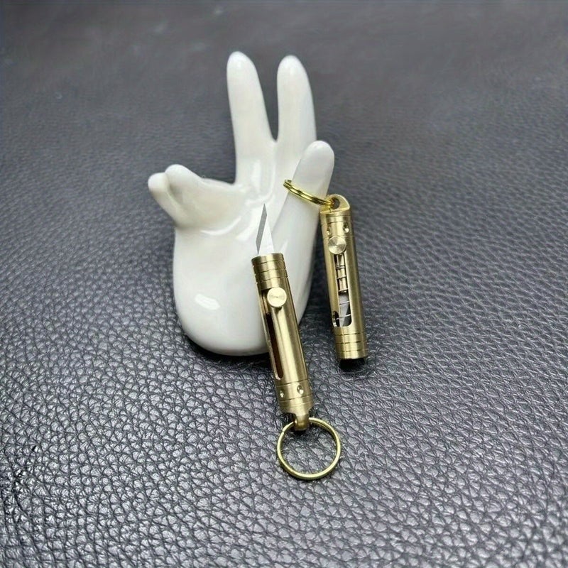 Yinse Mini Brass Knife Keychain Utility Cutter Portable Unpacking Express Pendant - Image 3