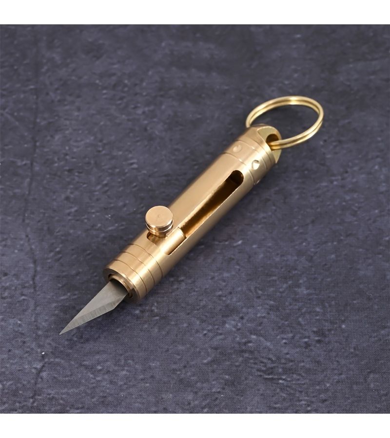 Yinse Mini Brass Knife Keychain Utility Cutter Portable Unpacking Express Pendant - Image 4