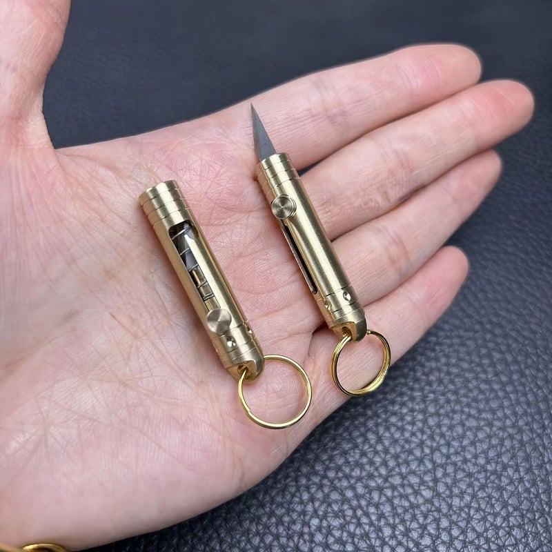 Yinse Mini Brass Knife Keychain Utility Cutter Portable Unpacking Express Pendant - Image 5