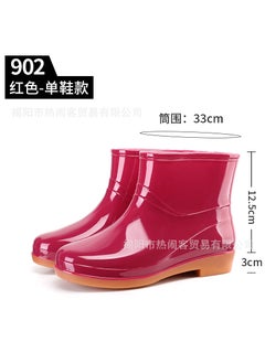 Womens Short Barrel Rain Boots Kitchen Waterproof Non-slip Running Shoes Special Offer Labor Saving Rubber Shoes China Made 902 Red