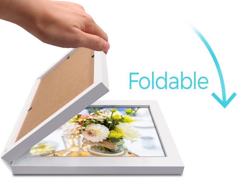 JD Concept Vertical Horizontal Combo, Double 4x6 White Wood Foldable Picture Frame, Opening 3.5x5.5, Stand on Desk-top, Portrait and Landscape View - Image 3