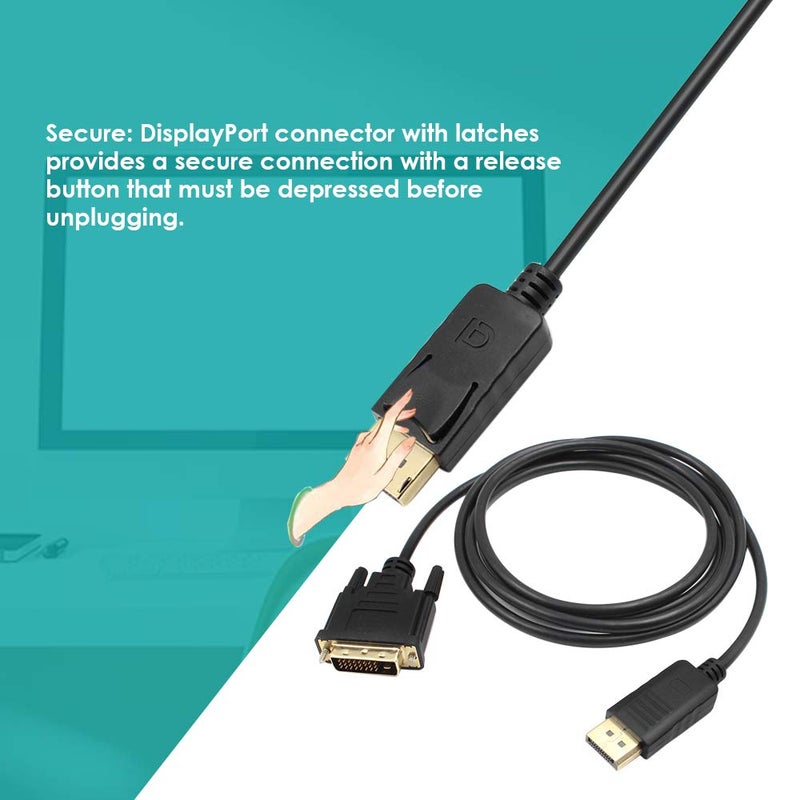Mixfeer 1.8M DP to DVI Adapter DisplayPort Display Port to DVI Cable Adapter Converter Male to Male Video Cable 1080P for Projector Display Black - Image 4
