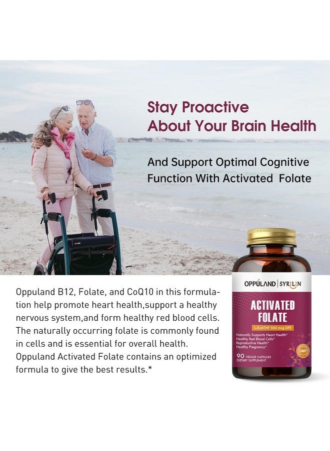 oppuland - Activated Folate-L 5-MTHF DFE Supplement - Methylfolate B9 MTHF with Vitamin B12, CoQ10, & Red Raspberry - Methylated L-Methylfolate for Men and Women - 500 mcg - 90 Veggie Capsules - Image 4