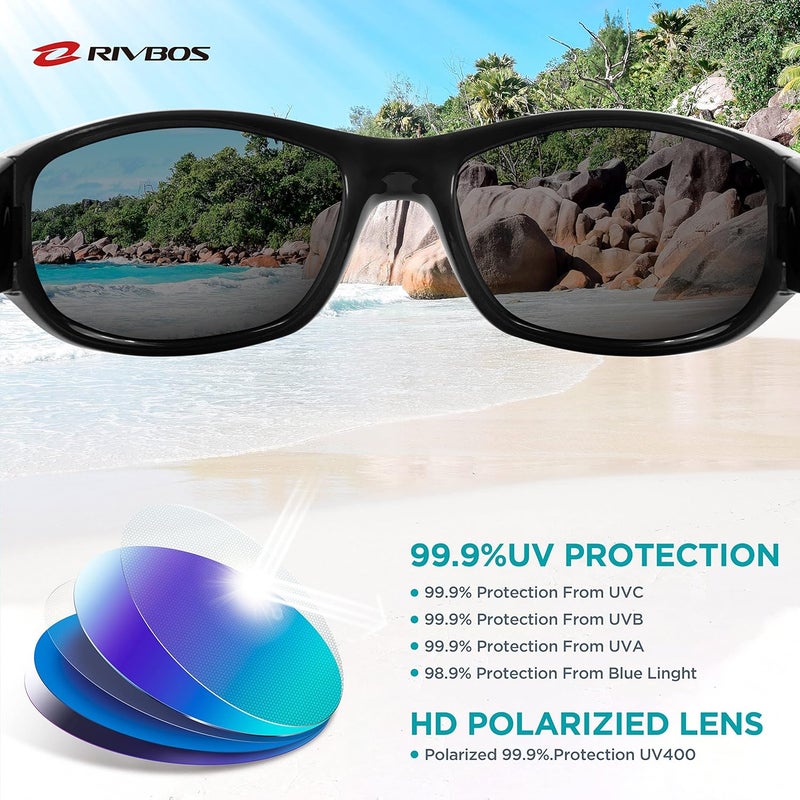 RIVBOS Kids (Age 3-8) Sunglasses Polarized UV Protection Flexible Rubber Glasses Shades with Strap for Boys Girls RBK037 - Image 3