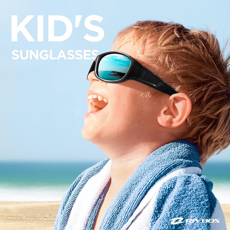 RIVBOS Kids (Age 3-8) Sunglasses Polarized UV Protection Flexible Rubber Glasses Shades with Strap for Boys Girls RBK037 - Image 2