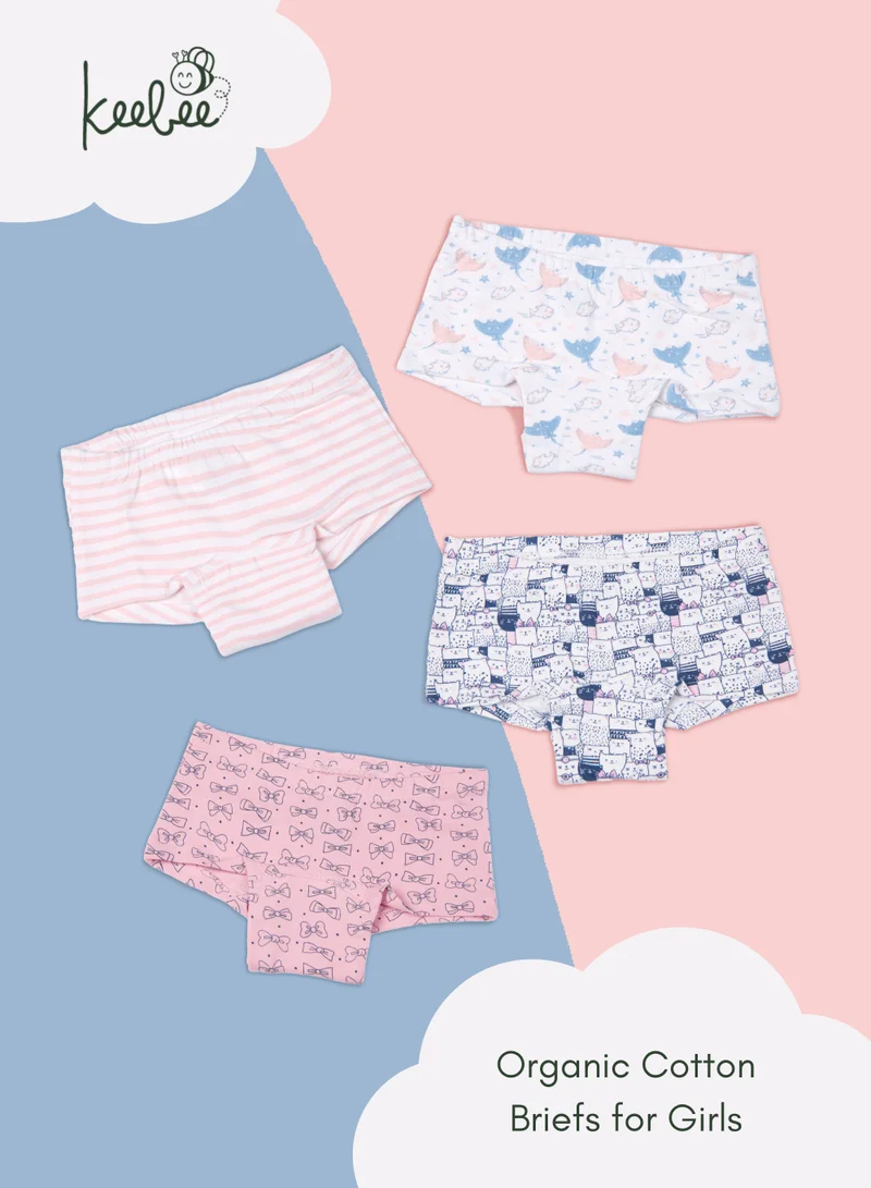 كيبي مجموعة من 4 ملابس داخلية للبنات مصنوعة من 95% قطن عضوي و5% إيلاستن، ملابس داخلية ناعمة ومريحة للبنات