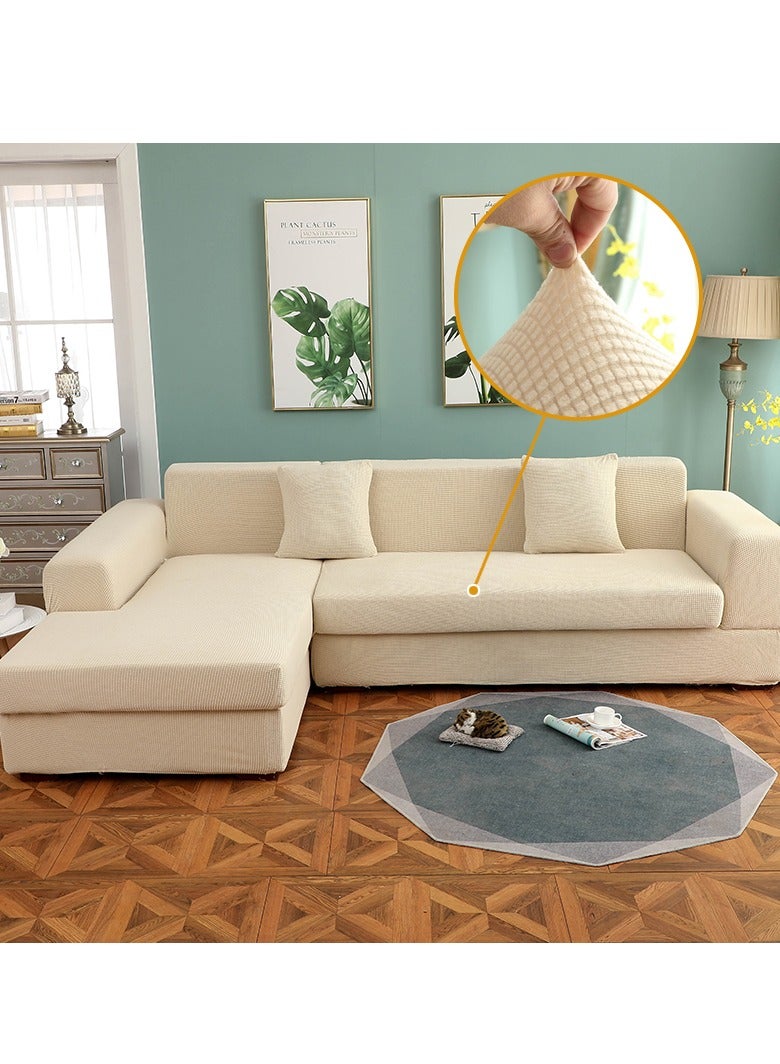 DUNISO Couch Slipcover L Shape Sofa Cover, Composed of a two-seat sofa cover and a three-seat sofa cover,High weight fully wrapped elastic sofa cover with Corn silk fabric,Sofa protective cover, anti slip cover, furniture protector,for L-shaped sofa which five people to sit on  - Image 1