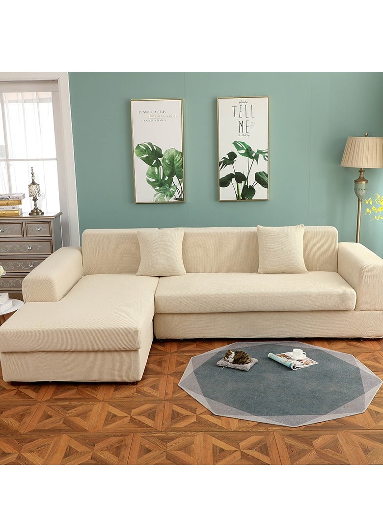DUNISO Couch Slipcover L Shape Sofa Cover, Composed of a two-seat sofa cover and a three-seat sofa cover,High weight fully wrapped elastic sofa cover with Corn silk fabric,Sofa protective cover, anti slip cover, furniture protector,for L-shaped sofa which five people to sit on  - Image 3