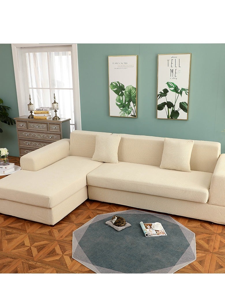 DUNISO Couch Slipcover L Shape Sofa Cover, Composed of a two-seat sofa cover and a three-seat sofa cover,High weight fully wrapped elastic sofa cover with Corn silk fabric,Sofa protective cover, anti slip cover, furniture protector,for L-shaped sofa which five people to sit on  - Image 4