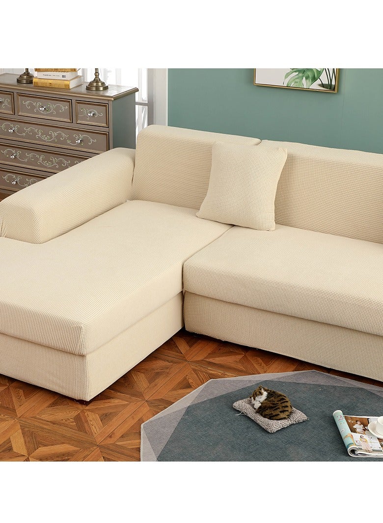 DUNISO Couch Slipcover L Shape Sofa Cover, Composed of a two-seat sofa cover and a three-seat sofa cover,High weight fully wrapped elastic sofa cover with Corn silk fabric,Sofa protective cover, anti slip cover, furniture protector,for L-shaped sofa which five people to sit on  - Image 5
