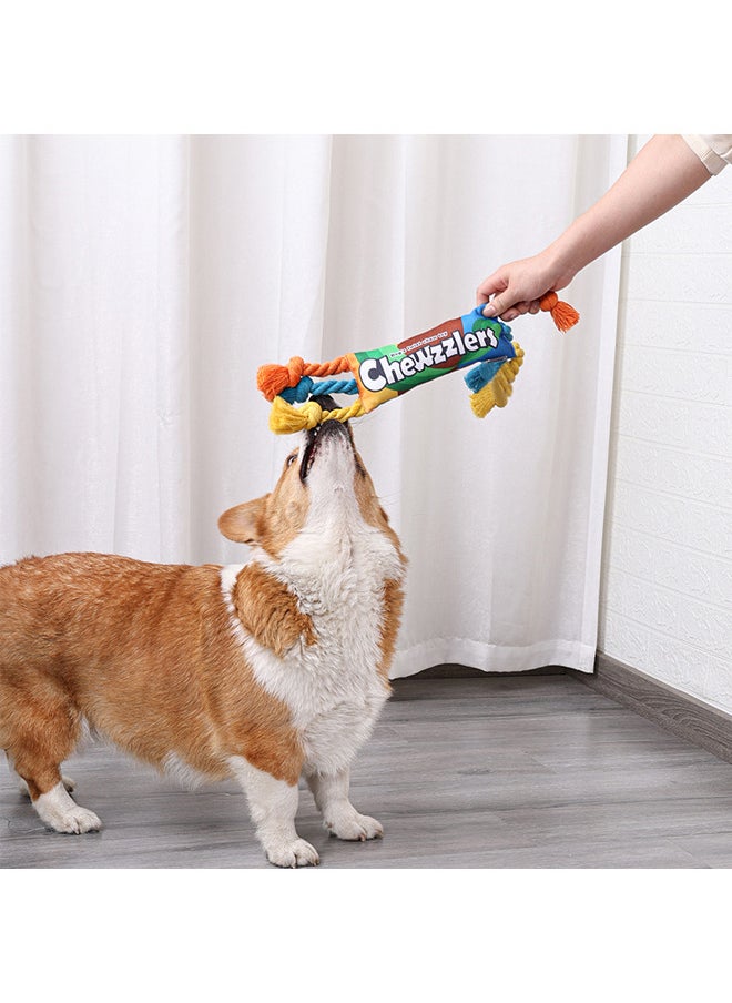 Squeaky Dog Toys,Colorful Durable Dog Toy with Cotton Rope,Stuffed Dog Toys for Indoor Play (Rainbow Twist Candy)