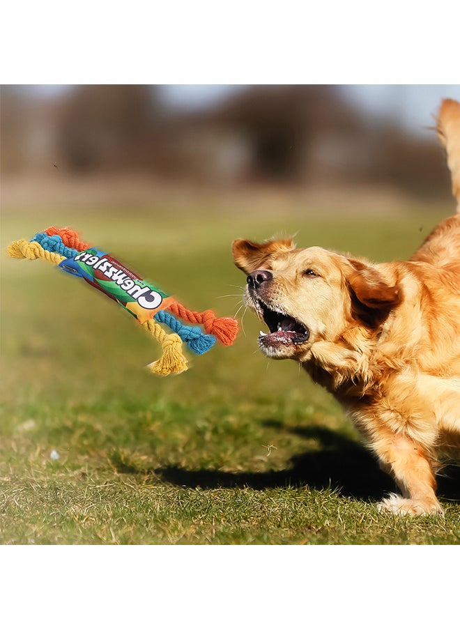 Squeaky Dog Toys,Colorful Durable Dog Toy with Cotton Rope,Stuffed Dog Toys for Indoor Play (Rainbow Twist Candy)