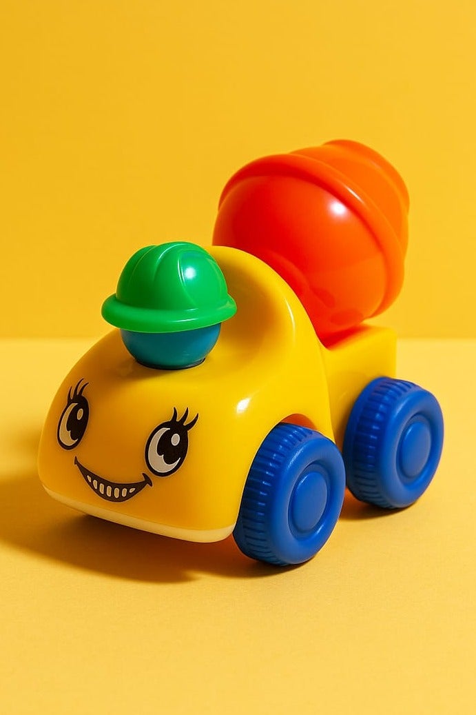 Home Mini Cartoon Cement Mixer Toy Truck for Kids – Colorful Plastic Construction Vehicle with Smiling Face, Safe & Durable for Toddlers - Image 3