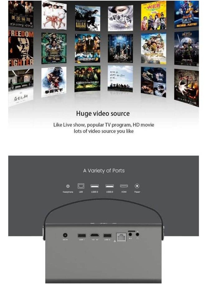 كروني - جهاز عرض V7pro HD 1080P ثلاثي الأبعاد مع مكبر صوت BT، جهاز عرض DLP الذكي Pro - Image 1