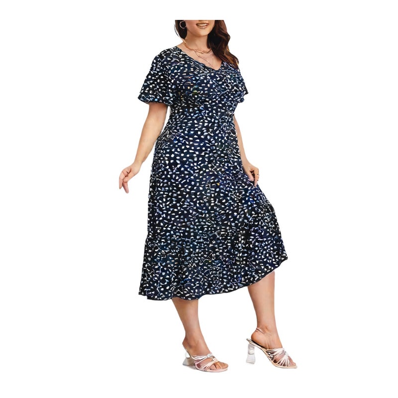 Printed Loose Fit Pullover Dress with Bohemian Pattern - Image 1