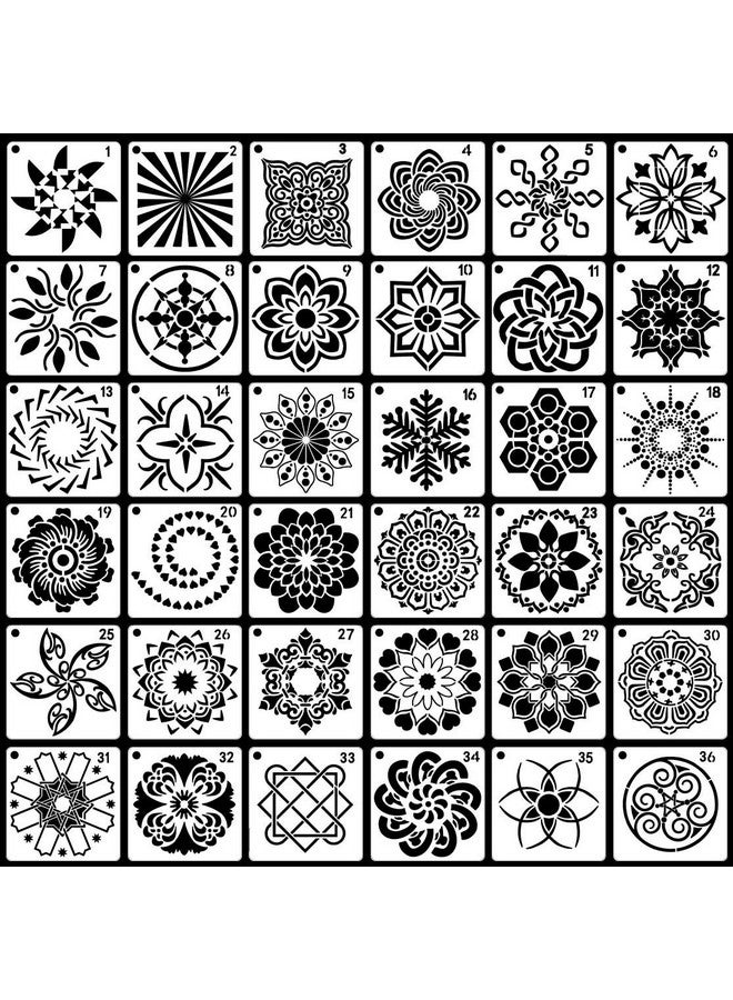 سي أتش هايتشنغ 36 قطعة استنسل ماندالا قابلة لإعادة الاستخدام لطلاء الصخور والخشب والقماش والزجاج والمشاريع الفنية للفخار - Image 2