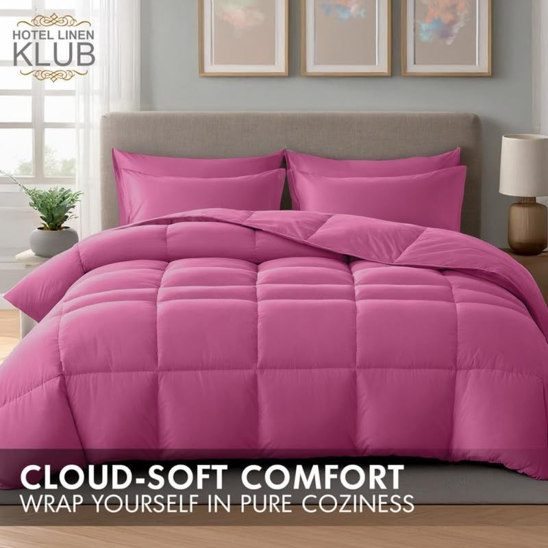 6-Piece King Down Alternative Comforter Set-All-Season Ultra Soft Microfiber Duvet Set Light weight and Cozy, Size: 240x260 cm-Stylish Quality Bedding for Year-Round Use, Pink - Image 2