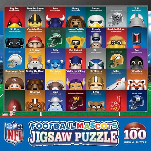 MasterPieces NFL Mascots 100Piece Puzzle for Kids Officially Licensed NFL Product 14x19 - Image 1