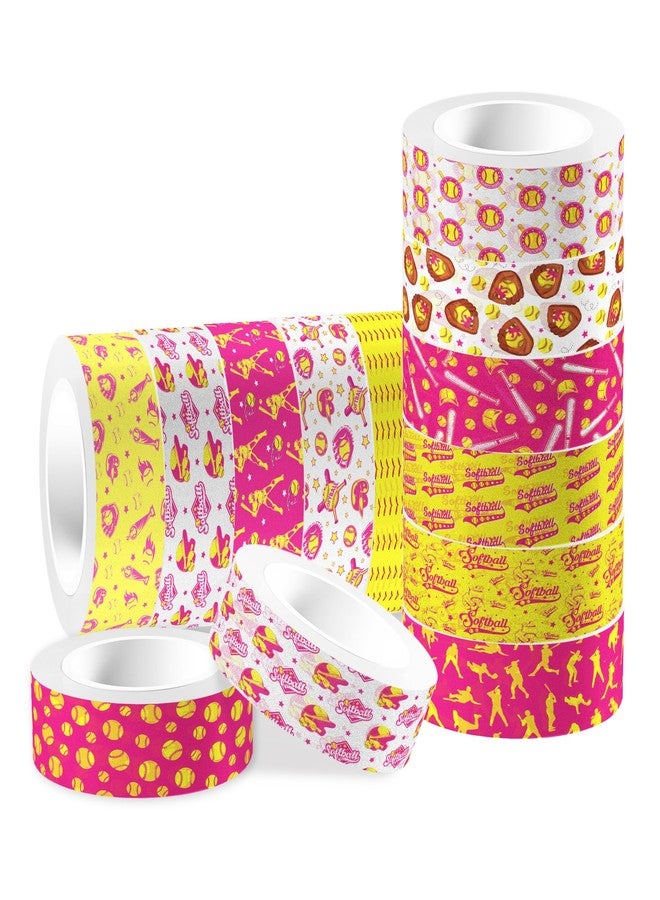 JOINFANXIN 12 Rolls of Sports Theme Washi Tape, Red Yellow Softball Pattern Decorative Masking Tape Sticker for Note Taking Supplies, Scrapbooking, DIY Crafts, Gift Wrap Supplies - Image 2