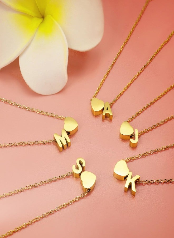 RechicGu 2 Pcs Heart Initial Pendant and Cross Necklace for Women, 18K Golden Color Plated Jewelry Dainty Tiny Side Cross Choker Trendy Letter Charms Chain Gifts for Her M - Image 3
