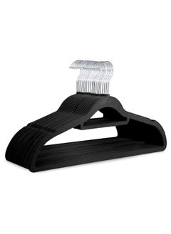 D'HOME Non-Slip Velvet Suit Hangers - Ultra Thin Space Saving 360 Degree Swivel Hook Strong and Durable Clothes Hangers Hold Up-to 10 Lbs, for Coats, Jackets, Pants, Dress Clothes (25, Black)  - Image 1