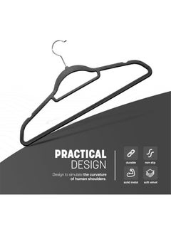 D'HOME Non-Slip Velvet Suit Hangers - Ultra Thin Space Saving 360 Degree Swivel Hook Strong and Durable Clothes Hangers Hold Up-to 10 Lbs, for Coats, Jackets, Pants, Dress Clothes (25, Black)  - Image 3